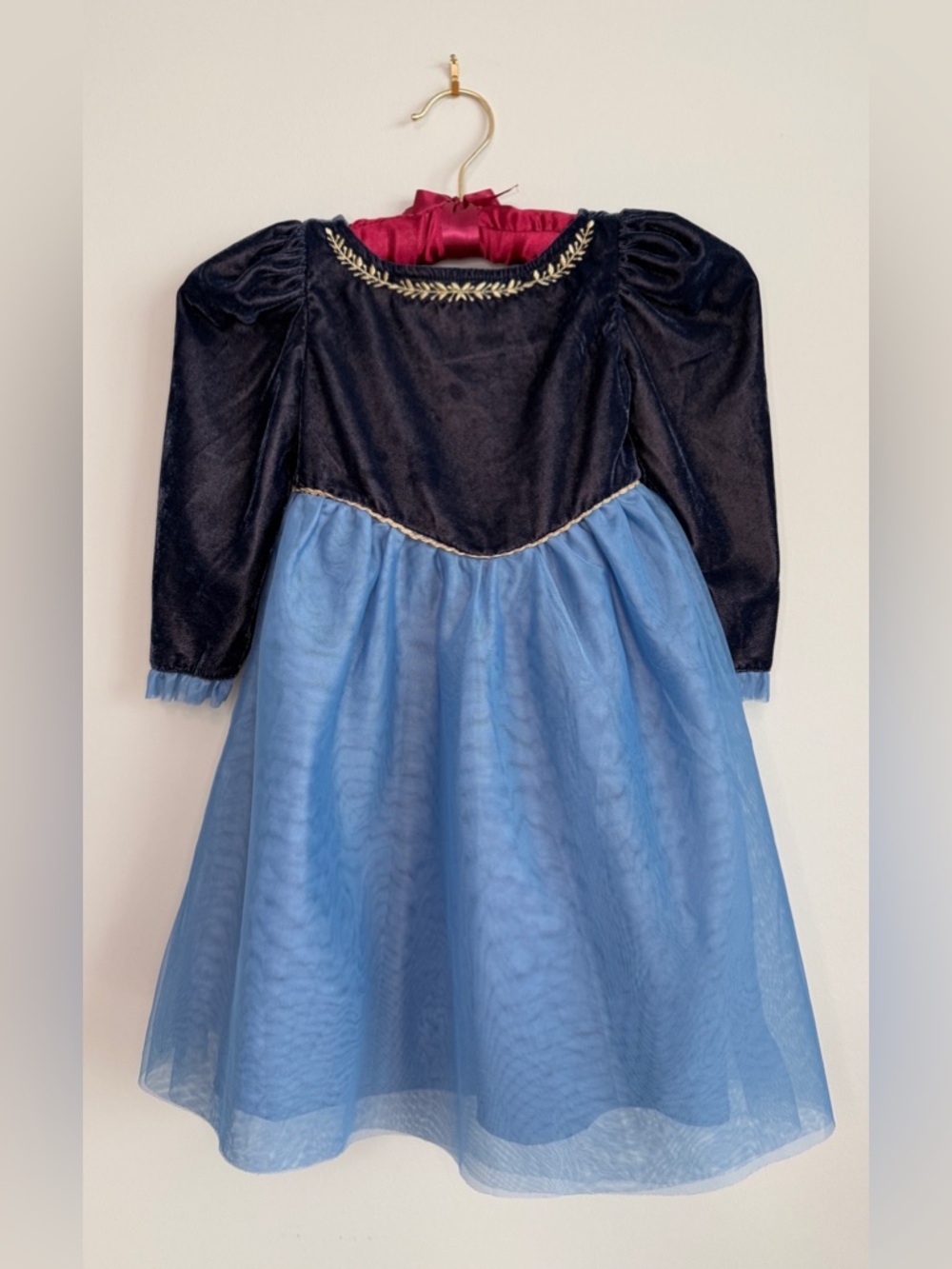 Disney x Janie and Jack Girls 3 Blue Velvet Puff Sleeve Dress Frozen